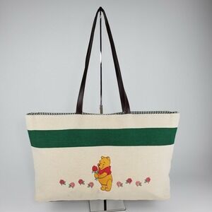 Disney Store Winnie Pooh Tote Cotton Jute Woven Rose Shopper Grand Little Garden
